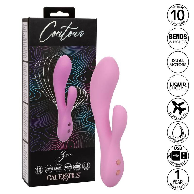 California Exotics Contour Zoie Pink - Double Liquid Silicone Vibrator with 10 Functions