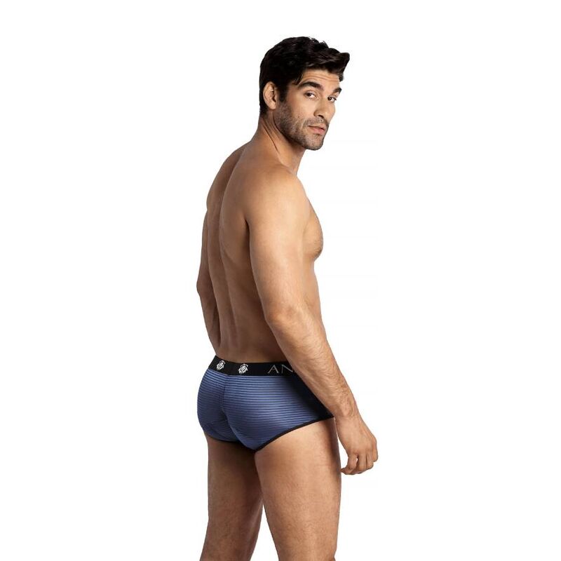 Anais Men - Navy XL Black Tulle Sports Briefs with Vertical Stripes