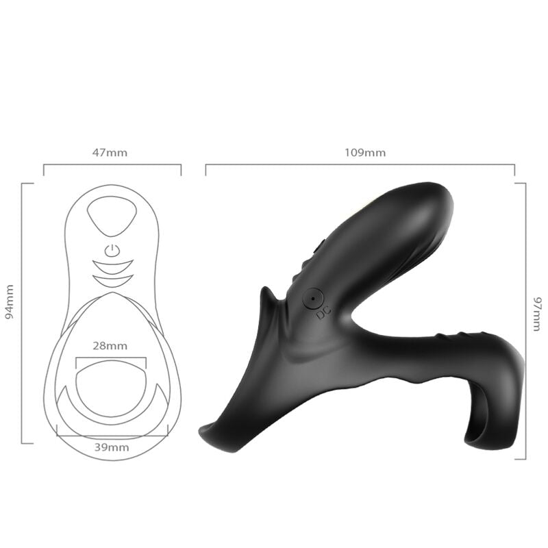 Armony For Him- Ranger Inel Vibrator Dublu Pentru Cupluri Negru