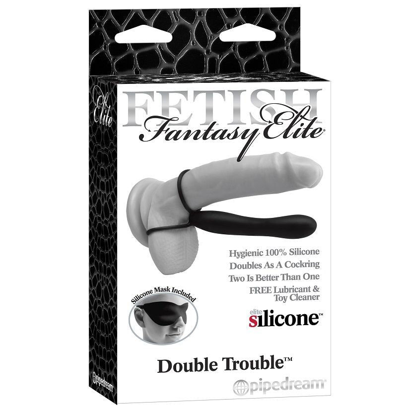 Fetish Fantasy Elite - Medical Grade Silicone Double Strapon Dildo, Penis &amp; Testicle Ring, Smooth &amp; Safe, Double Pleasure