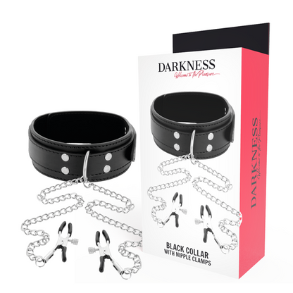 Darkness Bondage-Collar De Întunecare Cu Nipple Cleme Negre