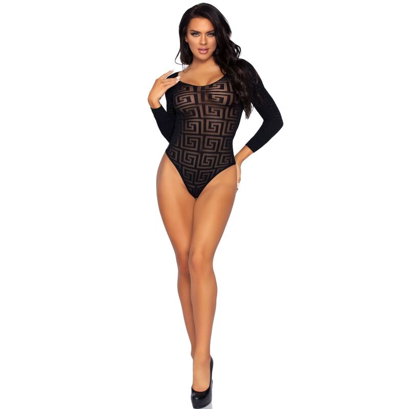 Leg Avenue Teddies- Mozaic Mozaic Snap Croth Bodysuit O Mărime Unică